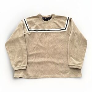 Vintage Xtreme Gear XG Y2K Long Sleeve Thermal Shirt Beige Gray Stripe Mens‎ XL